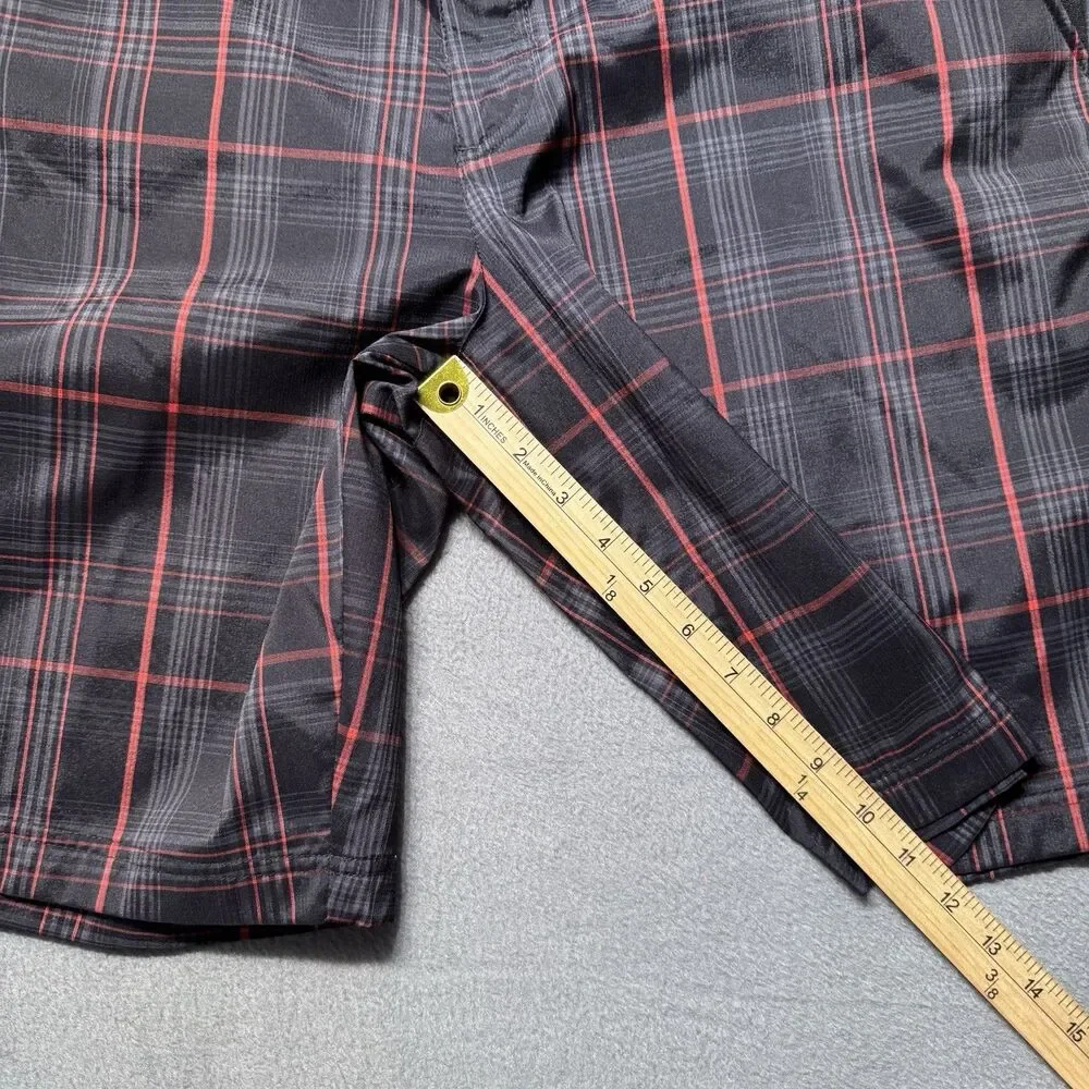 Fila Sport Golf Mens 40 Plaid Golf Shorts Black Red Stretch Athletic Fit EUC